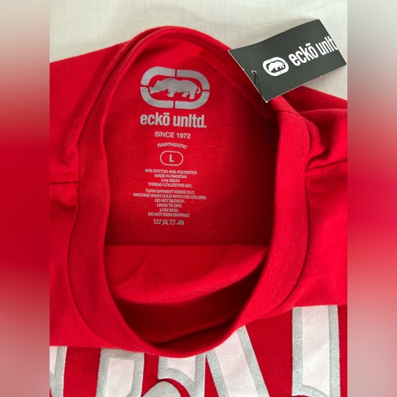 eckounltd men’s Red T Shirt crew neck Short Sleeve Size Large - Picture 4 of 6